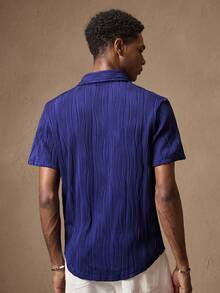 Manfinity VCAY Camisa Casual De Manga Corta De Punto De Moda De Color Sólido Para Hombres - Azul Marino - Ver 7