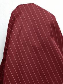 Aveloria Modichic 2 件女式条纹咖啡色狩猎风格服装，宽松休闲长袖衬衫，抽绳领和直筒裤，秋冬 - 酒紅色 - 查看 7