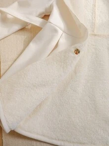 SHEIN Tween Girl Casual Elegant Beige Faux Fur Collar Belted Bowknot Ruffle Hem Patchwork A-Line Mid-Length Overcoat, Warm Lined, Long Sleeve, Autumn/Winter Teens Jacket Girls Fleece Jacket Girls Coats Tween Dress Coat Elegant Fleece Jacket Coat For Girls - White - View 9