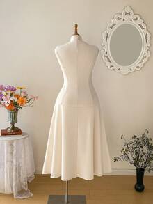SHEIN MOD Plus Size Apricot Elegant Commuter Vest & Skirt Set Autumn Winter Clothes For Women. Outfit - Apricot - View 11
