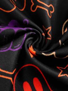 Notgurli Calzoncillos tipo bóxer de media longitud con estampado divertido de Halloween, fantasmas traviesos, fantasmas de caramelo, calabazas y calaveras fluorescentes que brillan en la oscuridad para fiestas familiares de Halloween - Negro - Ver 4