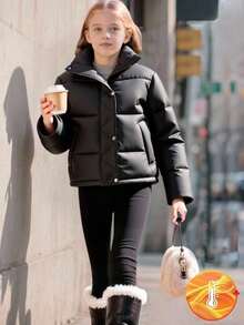 Tween Girl Clothes Puffer Jacket Girls Coats Black Puffer Jacket Girls Winter Coat Padded Coat Cozy - Black - View 4