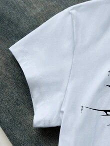 Rina Fox 女士圆领短袖休闲星星装饰时尚百搭T恤 - 淺藍色 - 查看 5