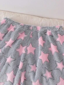 Teen Girl Minimalist Pink Star Pattern Fleece Long Sleeve Top And Pants 2 Pieces Pajama Set Teen Girl Fluffy Matching Pjs - Pink - View 6