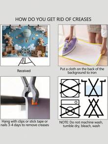1 件旅行主题生日派对背景横幅，5*3 英尺/5*7 英尺，天蓝色带白云热气球盒设计，涤纶材质，适用于泳池派对、生日派对装饰、肖像摄影背景，无羽毛，自制厨房派对用品 - 彩色 - 查看 5