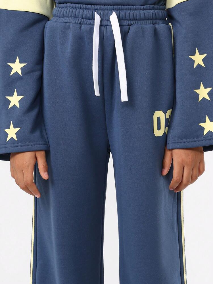 Bell Sleeve Sweatshirt With Wide Leg Sweatpants And Stars
