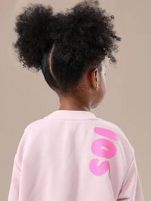 SUMWON Girls Two Piece Sweatshirt Sweatpants Wear Set Cozy Matching Winter Casual Streetwear Drawstring Elastic Ankle Kids Fashion Outfit - Baby Pink - View 7