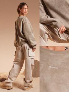 GLOWMODE X Discovery Everyday Fleece Cozy Soft Lightweight Warm Tie-Dye Loose-Fit Pullover Sweatshirt Autumn Winter Outdoor Hiking Jogging Daily Active Wear - Khaki - View 7