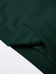 Manfinity Dauomo 男士休闲标语印花长袖连帽卫衣，秋冬 - 墨綠色 - 查看 6