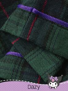 DAZY HELLO KITTY AND FRIENDS | SHEIN 女士格子卡通图案宽松上衣和裤子睡衣套装，秋冬服装 - 綠色 - 查看 8