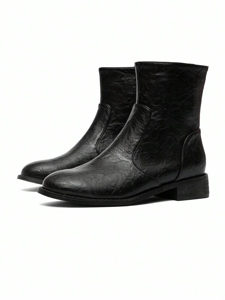 CUCCOO CURVES Dammode i svart och bekvämt platta ankelstövlar med rund tå och bred passform för kvinnor - Svart - Visa 6