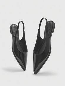 CUCCOO BIZCHIC Women's Pointed Toe Slingback Flats, Black Backless Comfortable Minimalist Casual Loafers, Versatile Work Shoes For Christmas - Black - View 9
