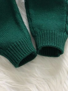 SHEIN Unisex Baby Casual Minimalist Light Green Knitted Jumpsuit With Suspenders Baby Knit Jumpsuit Green Baby Boy Jump Suit Baby Sweater Romper Dark Green Outfit For 1 Year Old Boy Green Baby Girl Outfit Green Baby Boy Jumpsuit - Dark Green - View 5