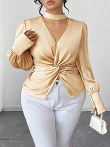 SHEIN Elenzya 万圣节大码衬衫 - 金色 - 查看 6