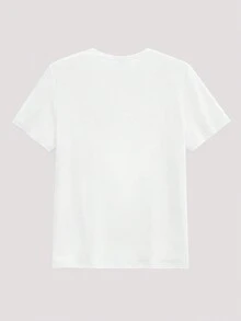 Open Phase STONE DISTRICT 男士口号与卡通人物印花圆领短袖休闲 T 恤 - 白色 - 查看 2