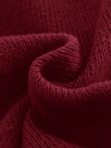 SHEIN Babygirl Khaki Ruffled Hem Long Sleeve Sweater Dress, Casual & Cute, Autumn/Winter Fall - Burgundy - View 5