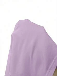 Franclia Summer Fashion Round Neck Bubble Pearl White T-Shirt Short Sleeve Elegant Top Tee - Purple - View 5