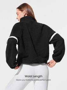GLOWMODE Cloud Fleece Cozy Hour Warn 轻质立领弹力袖口拉链口袋可调节抽绳腰部及臀宽松全拉链夹克秋冬户外日常休闲 - 黑色 - 查看 2
