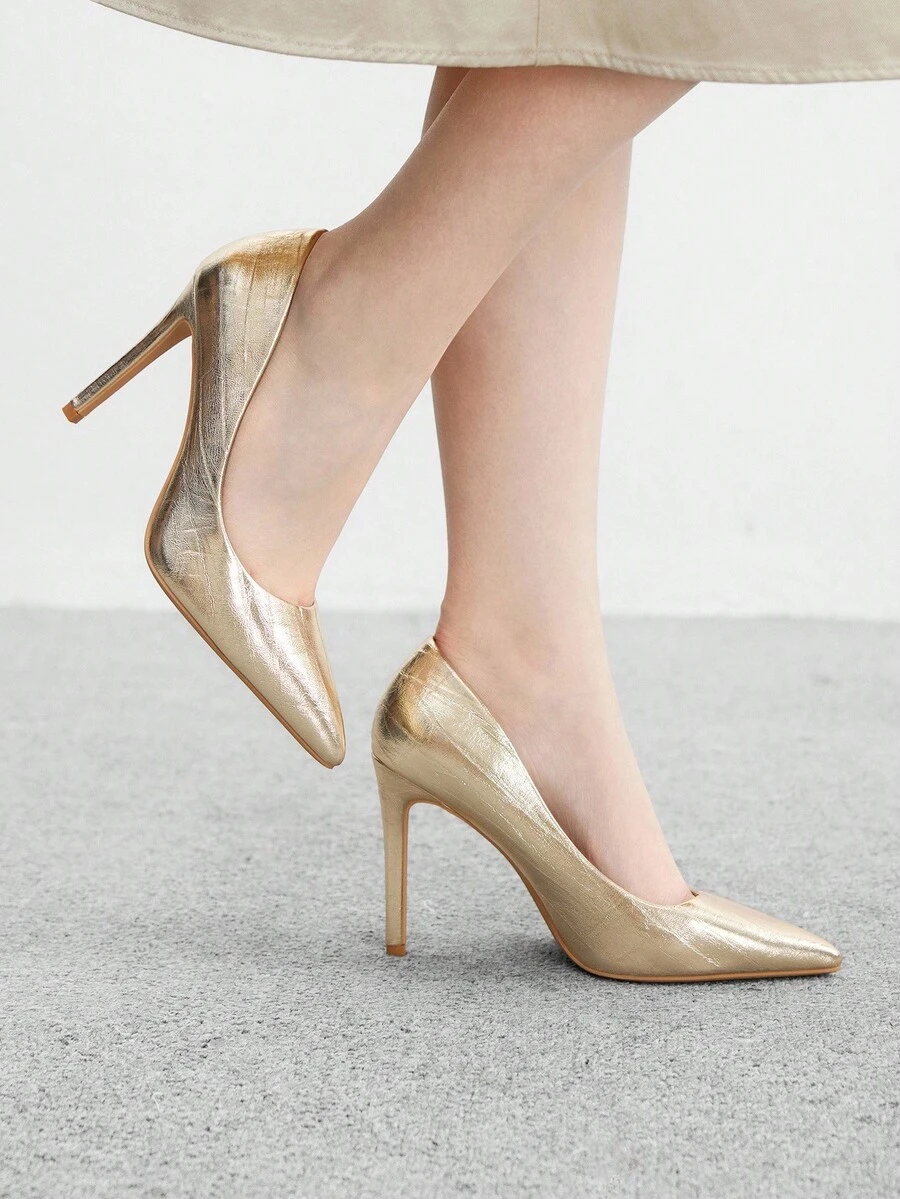 CUCCOO BIZCHIC New Versatile Pointed Toe High Heels For Women - Gold - View 1