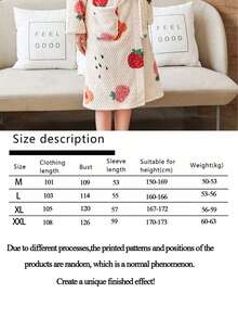 SHEIN Áo ngủ nữ, áo choàng tắm thời trang in hình dâu tây, áo choàng dài tay rộng rãi, mềm mại, ấm áp, thích hợp cho mùa đông, thích hợp cho tiệc tùng, sử dụng hàng ngày, trang trí phòng tắm tại nhà. - Nhiều màu - Xem 2