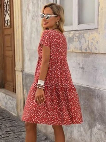 Brillora Ditsy Floral Batwing Sleeve Dress