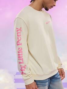 My Little Pony X SHEIN Men's Casual Horse Print Round Neck Drop Shoulder Sweatshirt, Autumn