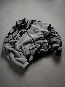 PAVTROS Men's Zip-Up Collar Letter Graphic Thermal Lined Long Sleeve Jacket,Winter Jacket, Casual For Autumn/Winter Street Wear Zip Up Jacket - Grey - View 4