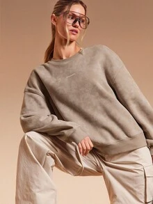 GLOWMODE X Discovery Everyday Fleece Cozy Soft Lightweight Warm Tie-Dye Loose-Fit Pullover Sweatshirt Autumn Winter Outdoor Hiking Jogging Daily Active Wear - Khaki - View 8