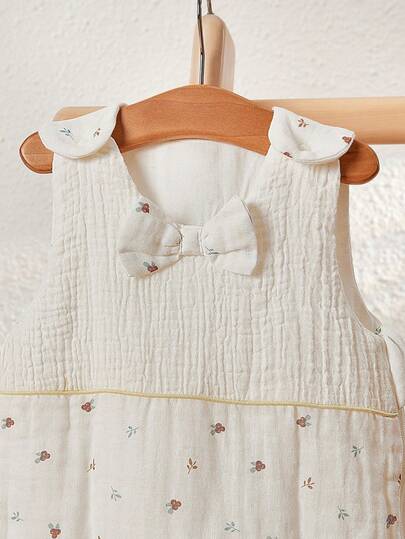 Cozy Pixies 1pc Baby Bedding Sleeping Bag, Pastoral Style White Bow Decor, Soft & Comfortable, Thick For Autumn/Winter, Suitable For Newborns,Oeko-Tex Certified