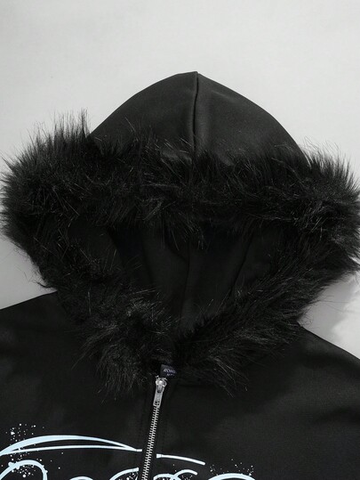 Street Life Sudadera con capucha de felpa con estampado de letras para hombre, otoño/invierno