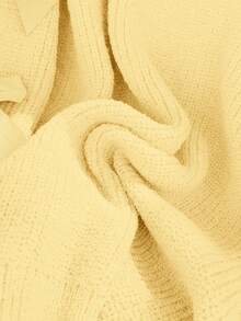 Firerie Suéter holgado de punto con decoración de lazo hueco, suéter holgado y lindo de talla grande en beige/invierno - Amarillo - Ver 7