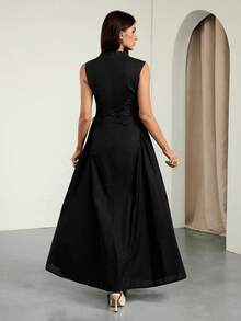 SHEIN Tall 女士金属装饰拉链长裙，夏季新品 - 黑色 - 查看 2