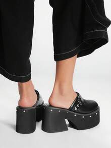 Sugerpunk 女士休闲厚底包头拖鞋 - 黑色 - 查看 7