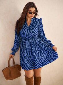 Elaquor Plus Size Women Casual Long Sleeve Waist Cinched Dress, Casual Dresses For Women, Versatile Casual Dress For Everyday Wear/Fall/Winter Blue Dress Women Shirt Dress - Navy Blue - View 7