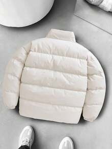 Manfinity Roghcode Men's Solid Color Zip-Up Casual Winter Jacket, For Fall - Beige - View 2