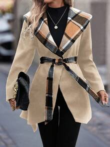 EMERY ROSE 女士优雅撞色腰带，秋季 - 杏色 - 查看 4