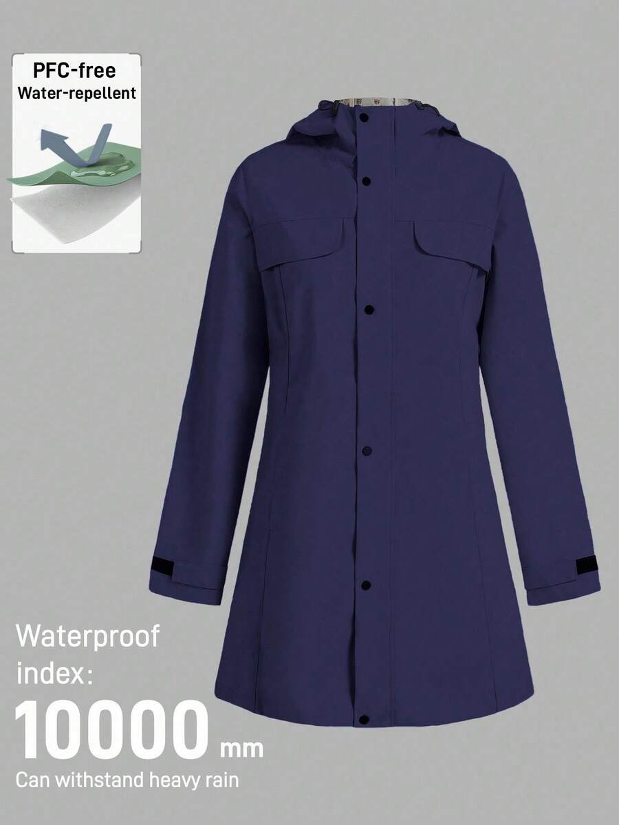 In My Nature Áo mưa ngoài trời chống thấm nước dành cho nữ, không chứa flo, thích hợp cho cắm trại, đi bộ đường dài, đi làm trong thành phố - Màu xanh hải quân - Xem 1