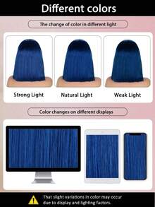 蓝色假发 Bob 真人发 13x4 蕾丝前发假发 预拔婴儿发 健康直发蕾丝前发 Bob 假发 女士 150% 密度真人发假发 - SBlue - 查看 6