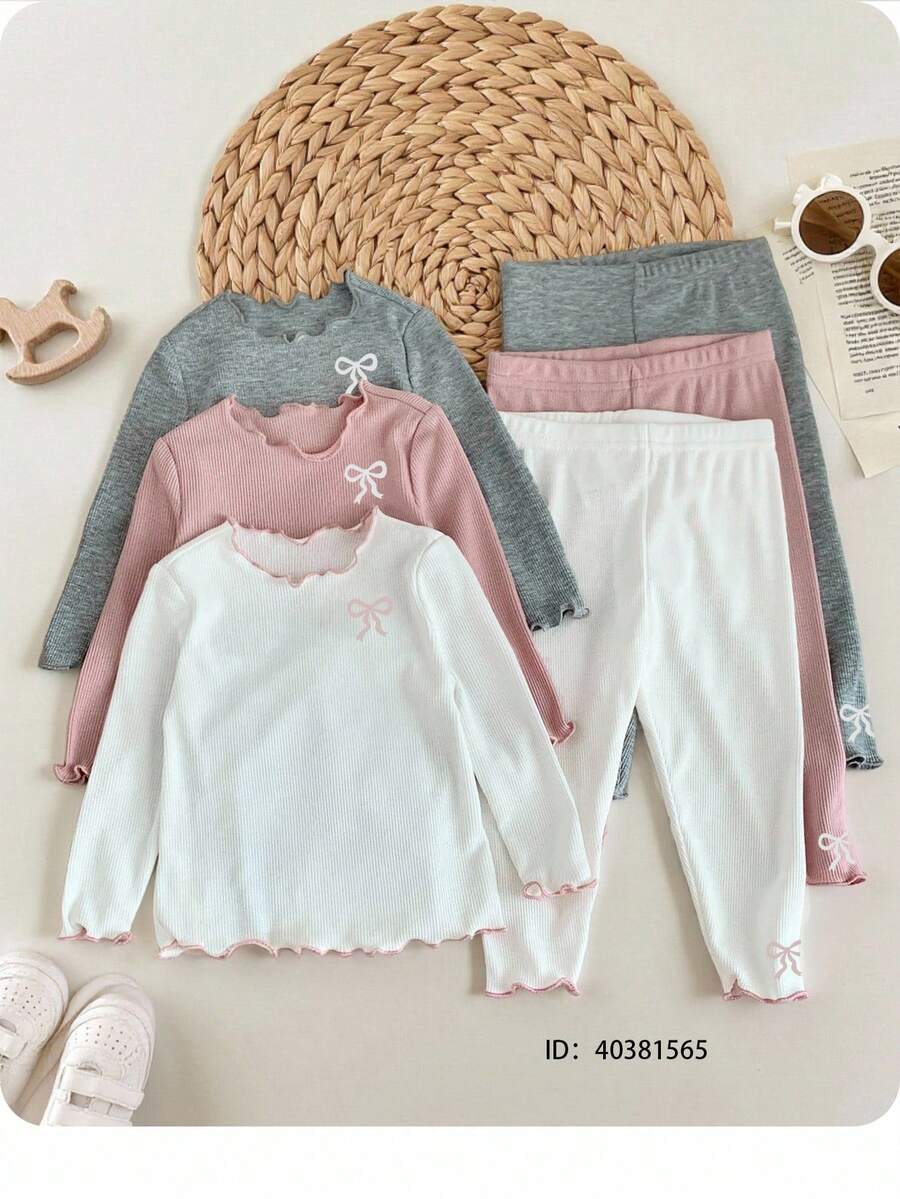 SHEIN Babygirl Cute Casual Versatile Simple Knit Elastic White Long Sleeve Top (Top And Pants Sold Separately) Baby Girl Winter Clothes Baby Girls Sets Baby Girl Long Sleeve Everyday Casual Knit Shirt Baby Girl Sweaters Set Baby Girl Long Sleeve Bow Outfits Baby Casual Sets - Multicolor - View 1