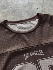 AXEPEAK 男士数码印花网眼宽松短袖T恤套装 - 棕色 - 查看 9