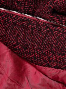 SHEIN MOD Women's Burgundy Double-Breasted Lace Vintage Cropped Jacket In Fall/Winter