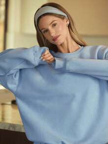 GLOWMODE Sweatshirt Tebal Bahan Fleece Ukuran Besar, Hangat dan Nyaman untuk Musim Dingin - Biru - View 7