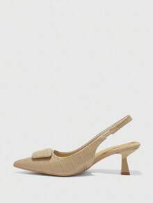 CUCCOO BIZCHIC Pointed Toe Kitten Heel Fashion Apricot Party/Banquet/Commute Versatile Comfortable Women's High Heel Pumps With Ankle Strap