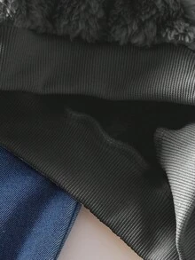 SHEIN 女婴碎花长袖上衣和心形毛绒牛仔裤套装，秋冬 - 黑色 - 查看 5