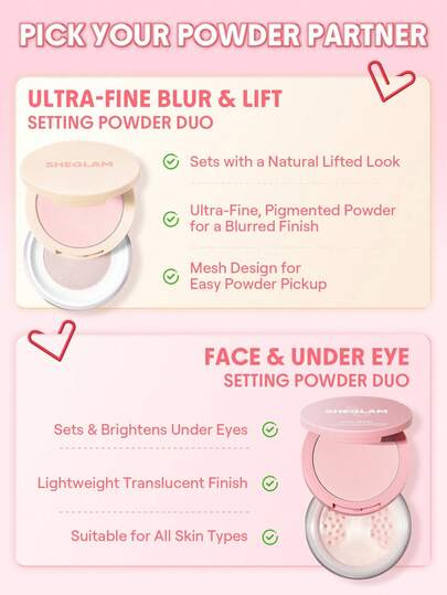 SHEGLAM Insta-Ready Ultra-Fine Weichzeichnung & Lifting Fixierpuder Zwei in Einem-Bubblegum Marken-Schönheit Kosmetik Make-up für Frauen und Mädchen