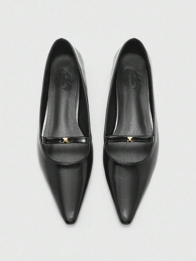 CUCCOO BIZCHIC French Style New Black Pointed Toe Low Heel Slip-On Comfortable Versatile Women's High Heel Pumps