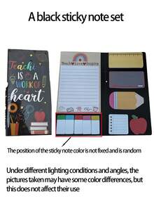 1 件教师节派对备忘录簿、派对礼物、卡通备忘录、备忘录套装、教师定制自粘备忘录、办公用品便利贴纸组合、教师节礼物 - 彩色 - 查看 8