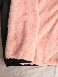 SHEIN Teen Girls' Black Thickened Thermal Lined Stand Collar Short Padded Coat