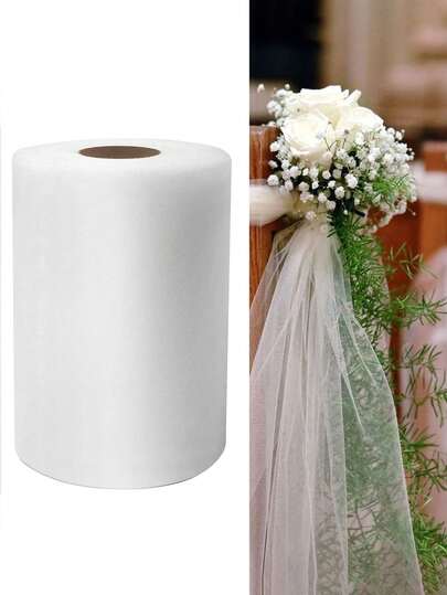 1/2/3/4 piezas Rollo de tela blanca transparente, 6 pulgadas * 74.64 pies, adecuado para disfraces de ballet, regalos de boda, decoración de fiestas, manualidades DIY