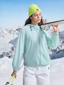 In My Nature Chaqueta casual con capucha con cordón y cremallera para mujer